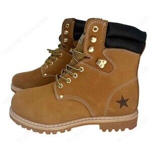 Brand New Men's Work Boots 8" Tan Nubuck Leather Oil Resistant Shoes Size 12W